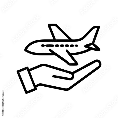 Hand holding an airplane symbolizing travel and insurance with modern design