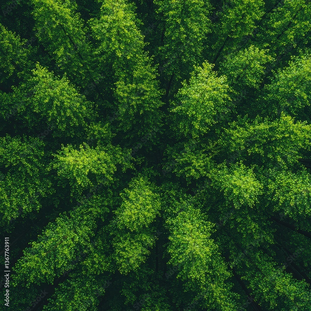 Lush Green Forest Canopy from Above in Bright Natural Light Lush Green Forest Canopy from Above in Bright Natural Light