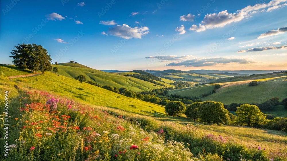 Naklejka premium scenic-view-of-landscape-against-sky-during-summer (5)