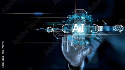 Futuristic blue digital technology background with global network and communication concept
