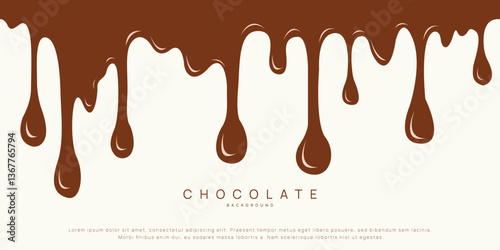 Chocolate background of Modern poster, dynamic splashes and drops. Vector illustration in a flat style of minimalism	