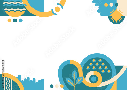 Slideshow or report template, ecology thread. Top and bottom margins, geometric style