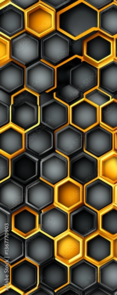 Abstract Hexagon Pattern in Black and Gold Abstract Hexagon Pattern in Black and Gold