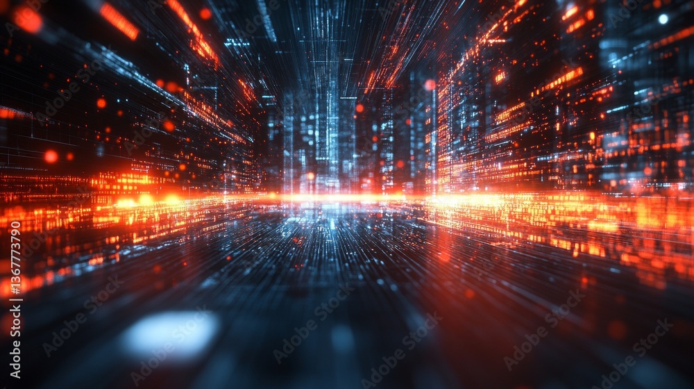 An abstract background with bright lights and digital elements, creating the feeling of a futuristic city, perfect for technology and science projects. An abstract background with bright lights and digital elements, creating the feeling of a futuristic city, perfect for technology and science projects.