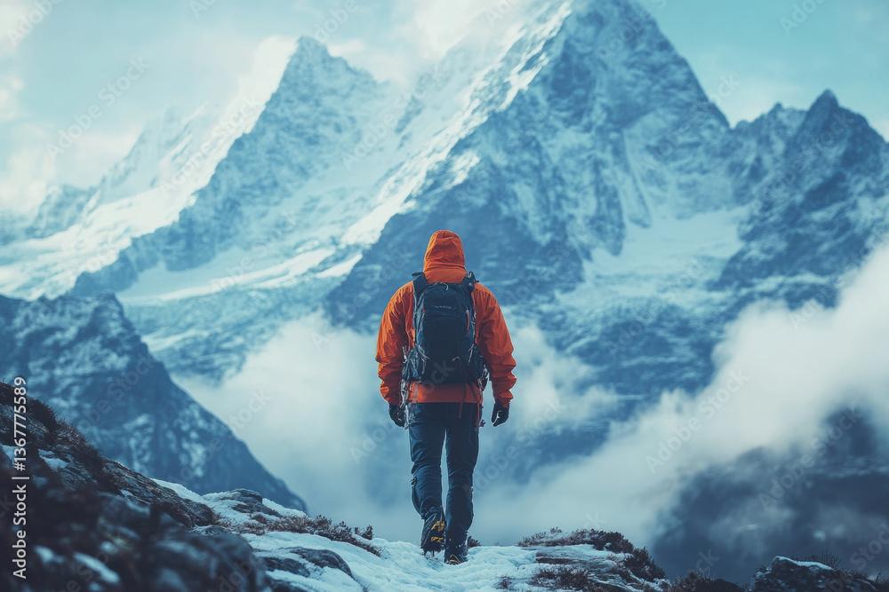Obraz premium Mountain Trekking Expedition in the Wilderness