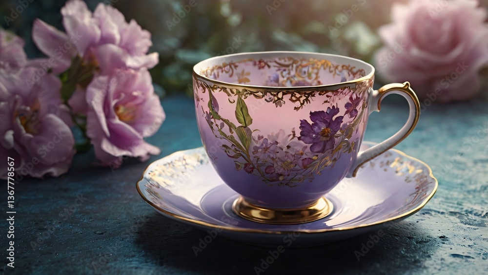 Fototapeta premium cup of tea with flowers