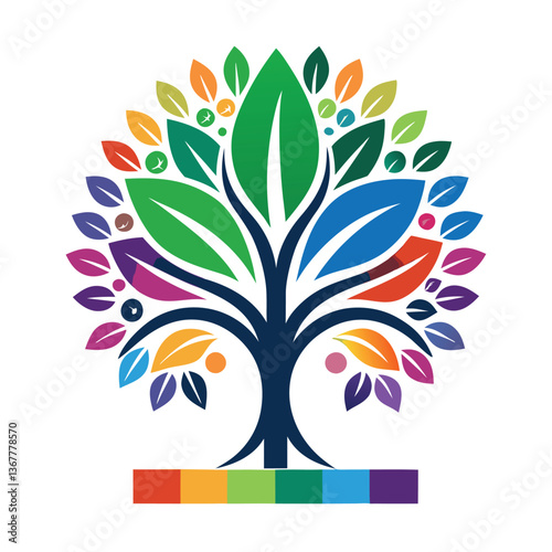 Colorful stylized tree of life vibrant multicolor. 