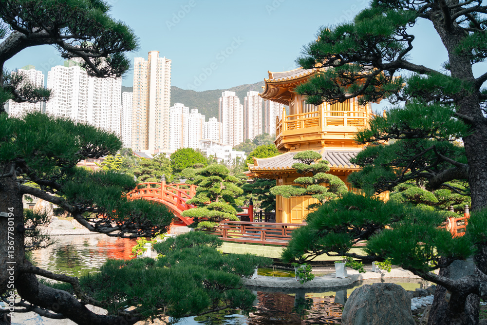 Nan Lian Garden golden pavilion in Hong Kong