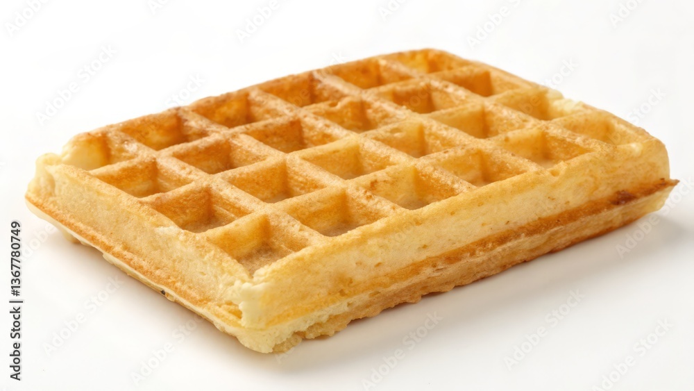 Golden Brown Belgian Waffle Isolated on White Background, Crispy Breakfast Treat
Golden Brown Belgian Waffle Isolated on White Background, Crispy Breakfast Treat