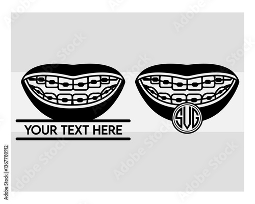 Fake Braces, Fake Braces Kit, Fake Braces Clip On, Braces Svg, Dental Braces For Kids, Braces Clipart, Teeth Svg, Braces Silhouette, Dentist, Dental Hygienist, Braces Outline, Eps, Cut file