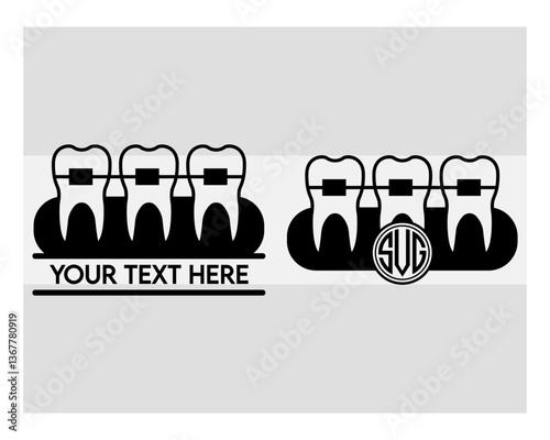 Fake Braces, Fake Braces Kit, Fake Braces Clip On, Braces Svg, Dental Braces For Kids, Braces Clipart, Teeth Svg, Braces Silhouette, Dentist, Dental Hygienist, Braces Outline, Eps, Cut file