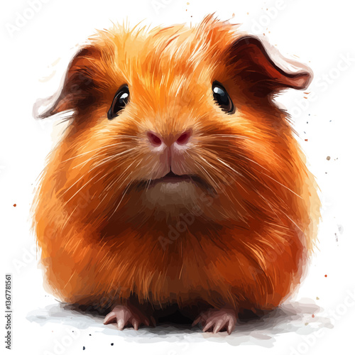 A watercolor painting of a guinea pig, isolated on a white background. Guinea pig vector.

