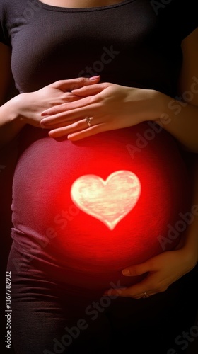Wallpaper Mural A pregnant person holds stomach with love heart symbol Torontodigital.ca