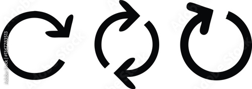 Reload arrow collection on white background. Vector illustration