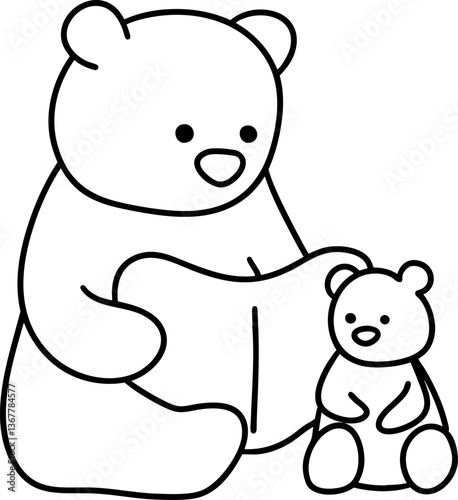 Bear Fathers Day,Cuddly bear parent with baby bear, showcasing loving bond and warmth. Perfect for Father Day themes
