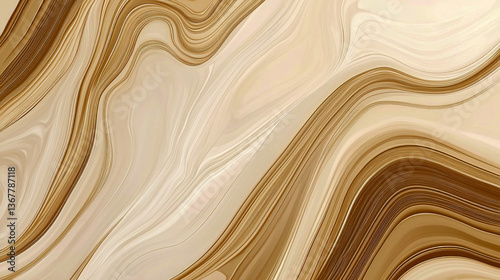 Elegant Mocha Waves – Abstract 3D Background with Flowing Curves and Copy Space