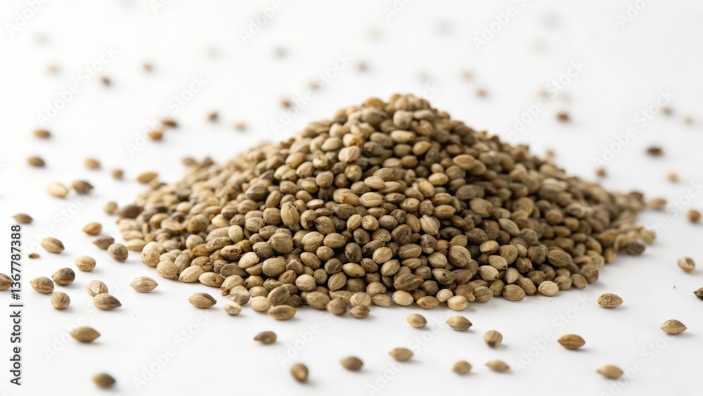 Pile of Raw Hemp Seeds on a White Surface, Superfood with Nutritional Benefits
Pile of Raw Hemp Seeds on a White Surface, Superfood with Nutritional Benefits