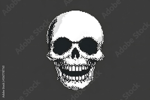 Wallpaper Mural Pixelated Skull Grinning: A Digital Art Piece Torontodigital.ca