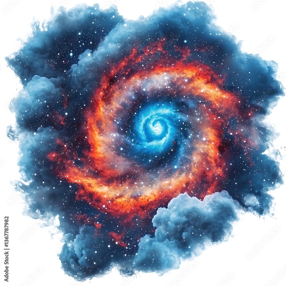 Fototapeta premium Cosmic Nebula Swirl A mesmerizing illustration of a swirling nebula within a cloud of stars.