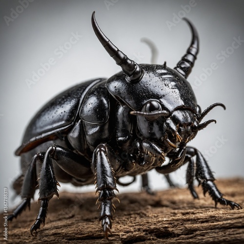 black beetle on white background