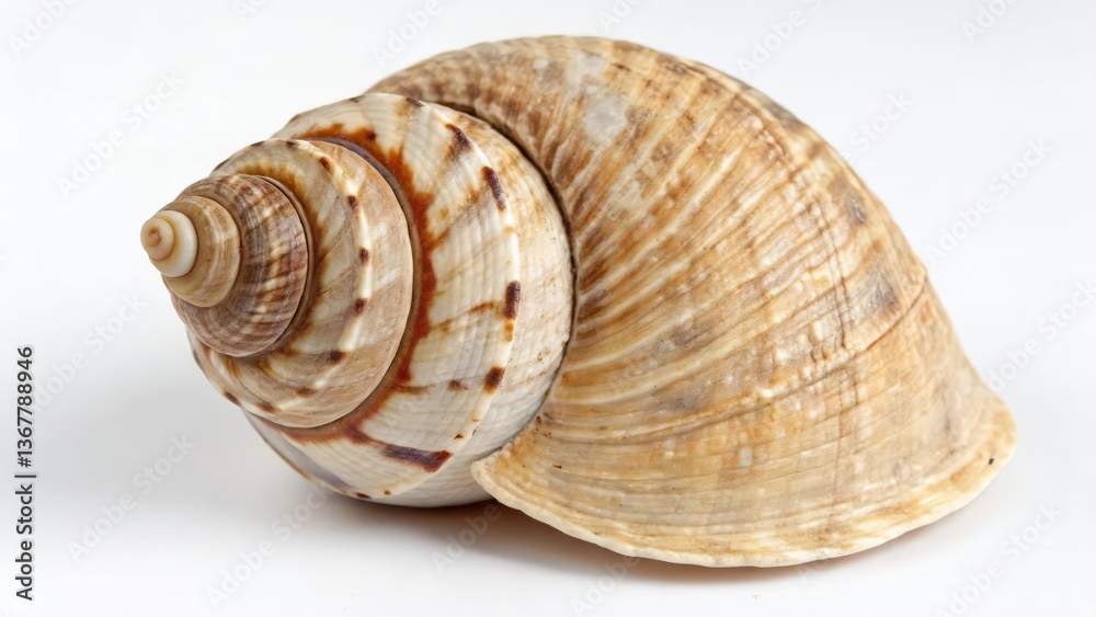 Large Spiral Seashell on White Background, Natural Oceanic Beauty
Large Spiral Seashell on White Background, Natural Oceanic Beauty