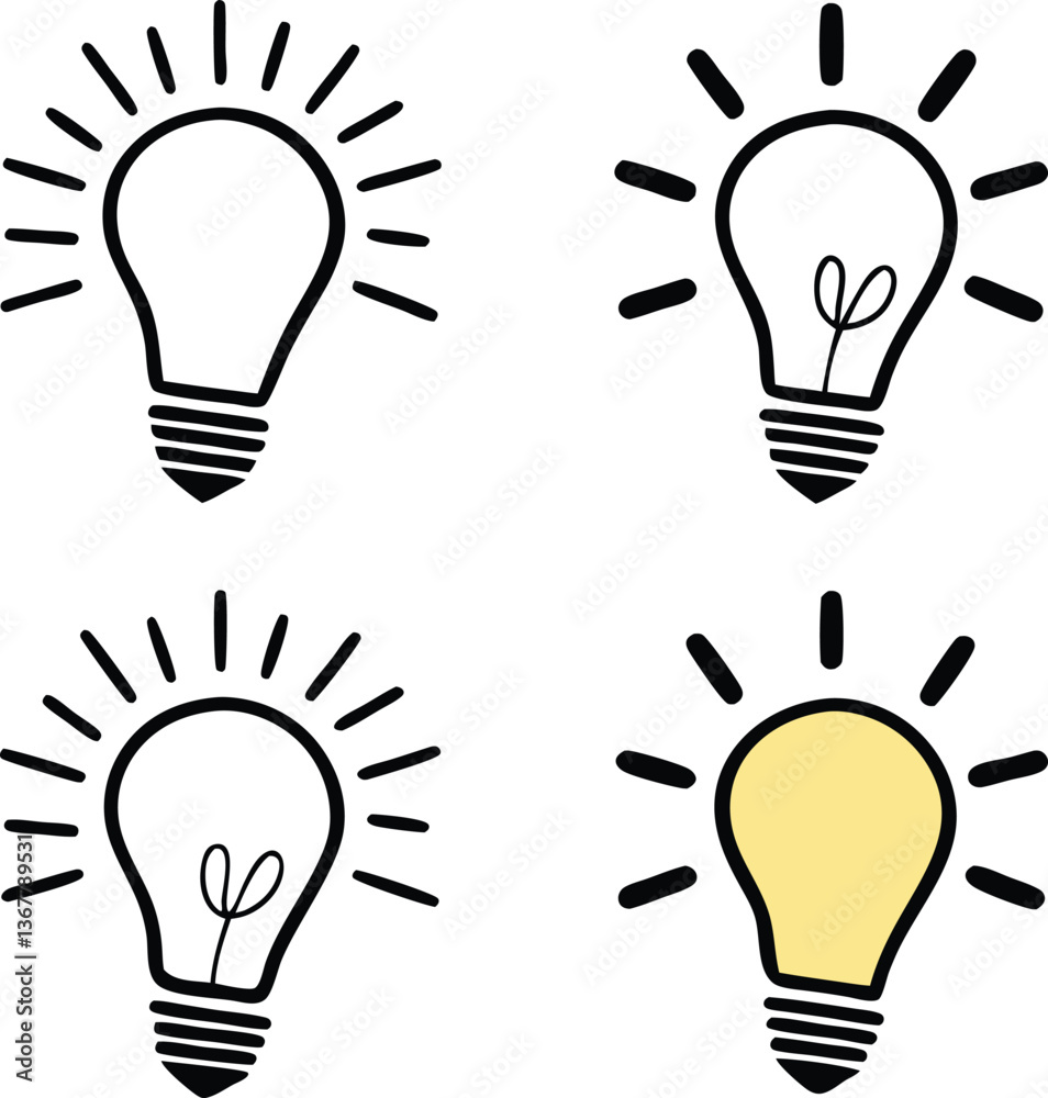 Light bulb icon set. light lamp. Vector illustration Light bulb icon set. light lamp. Vector illustration