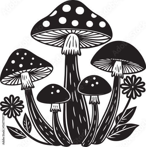 vector illustration of mushrooms
