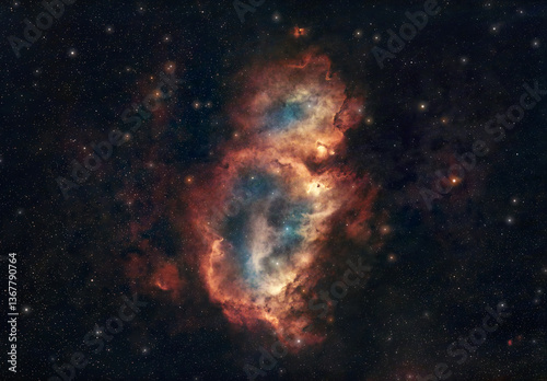 Fototapeta Naklejka Na Ścianę i Meble -  Soul Nebula deep space astrophotography. The beauty of the universe in a majestic cosmic scene in the Milky Way galaxy