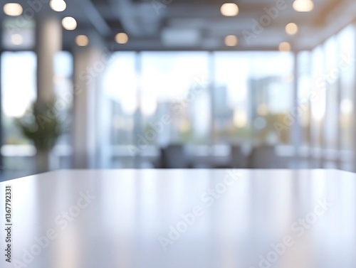 Wallpaper Mural White Tabletop with Blurred Office and City View Torontodigital.ca