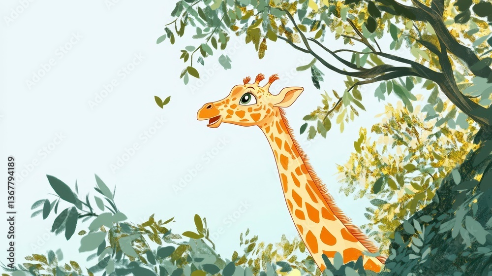 Happy Giraffe in Greenery Happy Giraffe in Greenery