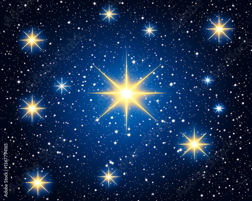A deep blue night sky full of bright shining stars