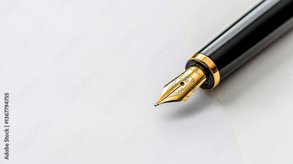 Black pen on a white background, symbolizing the beginning of work . Black pen on a white background, symbolizing the beginning of work .