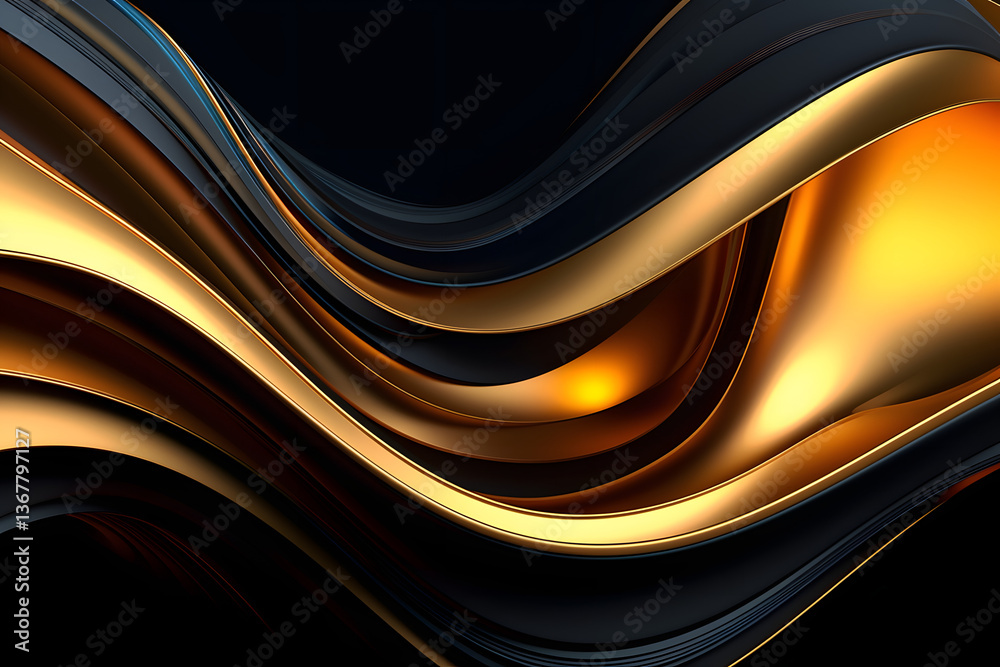 Obraz premium Blue Marble Iridescence With Gold Veins Created With The Help Of Artificial Intelligence