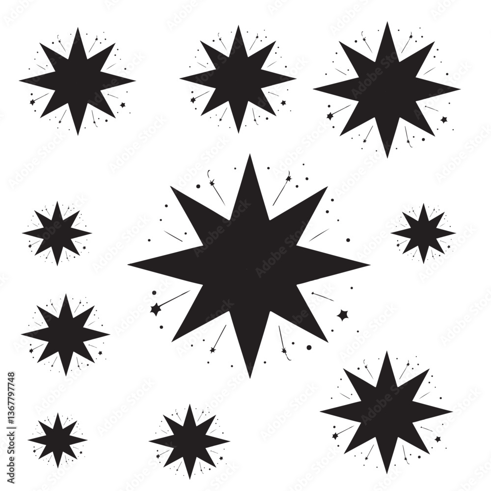 Fototapeta premium set of black and white stars
