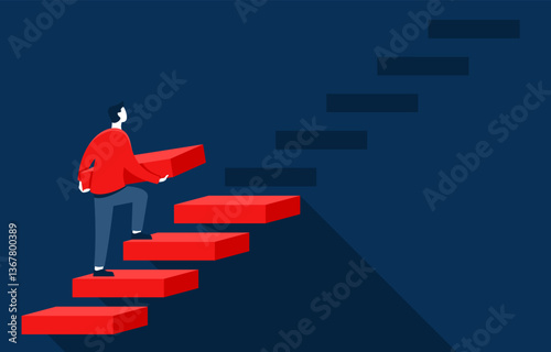 Personal development - character climbing upstairs