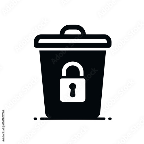 Locked trash can illustration indicating secure waste disposal