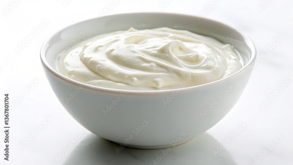 Smooth and Creamy Sour Cream in a White Bowl, Dairy-Based Condiment
Smooth and Creamy Sour Cream in a White Bowl, Dairy-Based Condiment