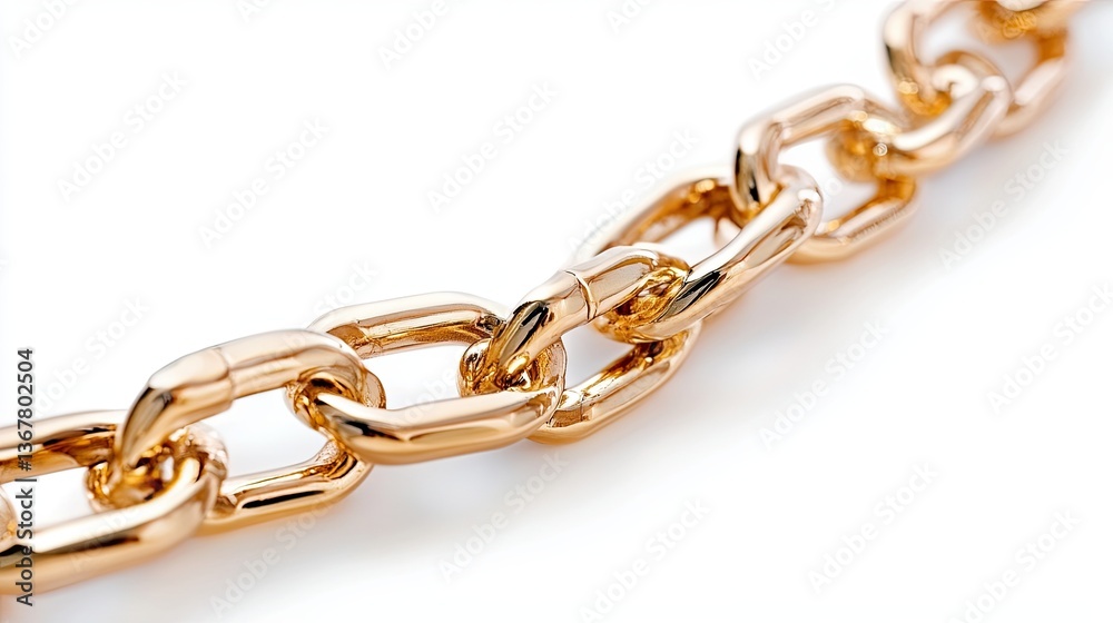 Fototapeta premium Golden chain lying in waves on a white background . 