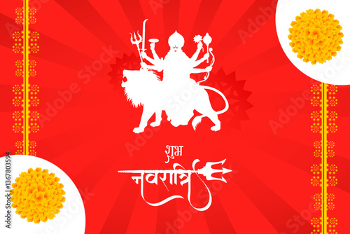 Shubh Navratri puja good wishes vector file