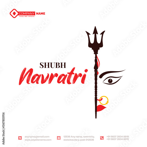Shubh Navratri puja good wishes vector file