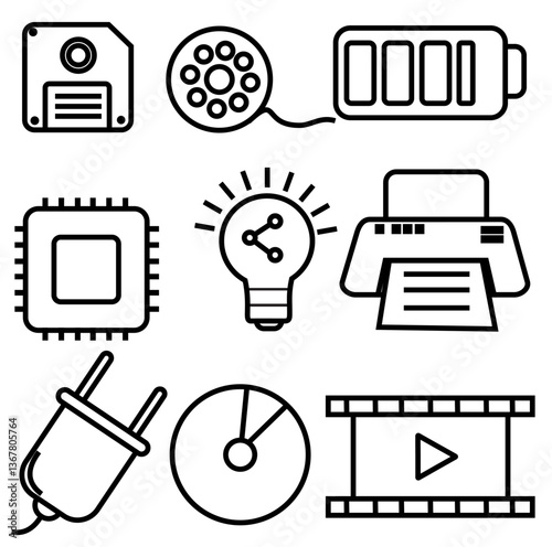 bundling electronics goods icon vector