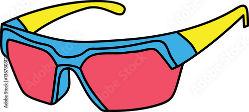 Pickleball Sport Sunglasses Gear And Equipment Colorful Cartoon Illustration Graphic Icon for Active Lifestyle Designs