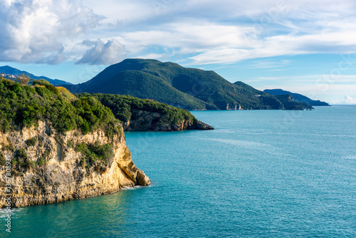 Greek wild beach cliffs coastline in Igoumenitsa
