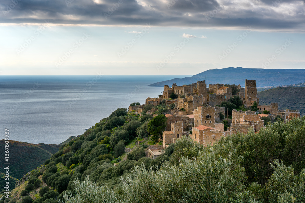 Vathia, abandoned village in the mountains of Mani Peninsula, Peloponnese Vathia, abandoned village in the mountains of Mani Peninsula, Peloponnese