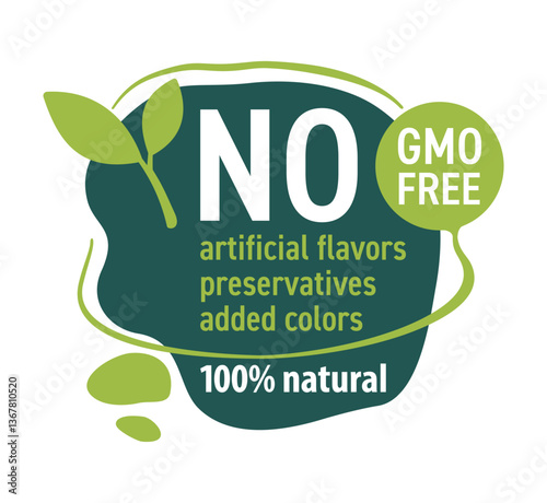 All-in-one label for organic certified food products, abstract style