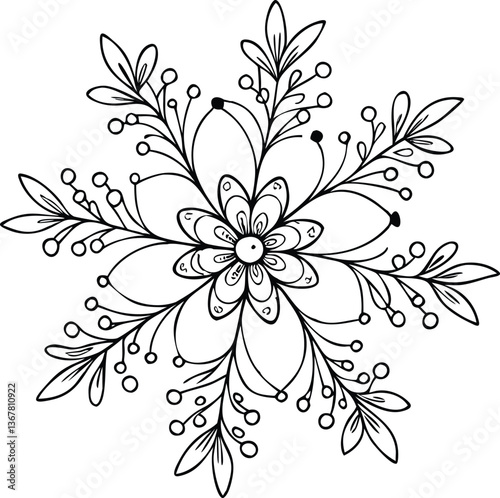 Floral calligraphic element black silhouette vector art and illustration
