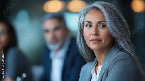 Wallpaper Mural Latina businesswoman engaged in team meeting with colleagues Torontodigital.ca
