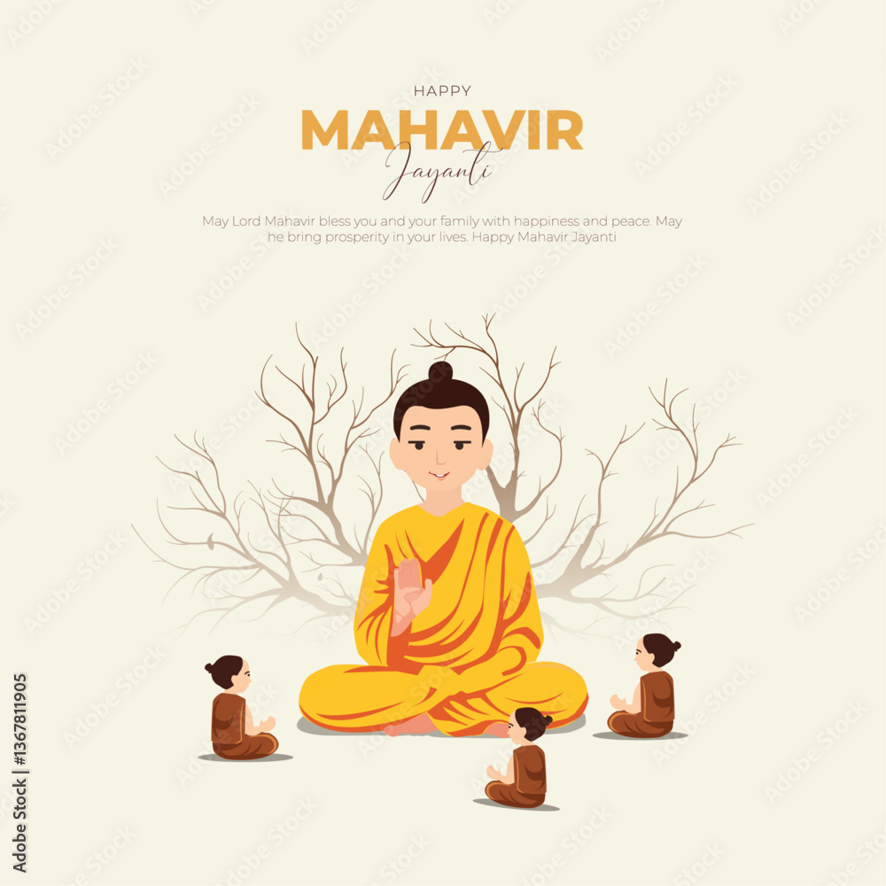 Happy Mahavir Jayanti social media post, Celebration of Mahavir birthday ,Religious festival in Jainism greeting card, banner, poster. vector illustration. Happy Mahavir Jayanti social media post, Celebration of Mahavir birthday ,Religious festival in Jainism greeting card, banner, poster. vector illustration.