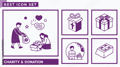Charity and donation icon set collection. charity, donation, humanitarian, help, donation, donor, support, and best solid icon set.