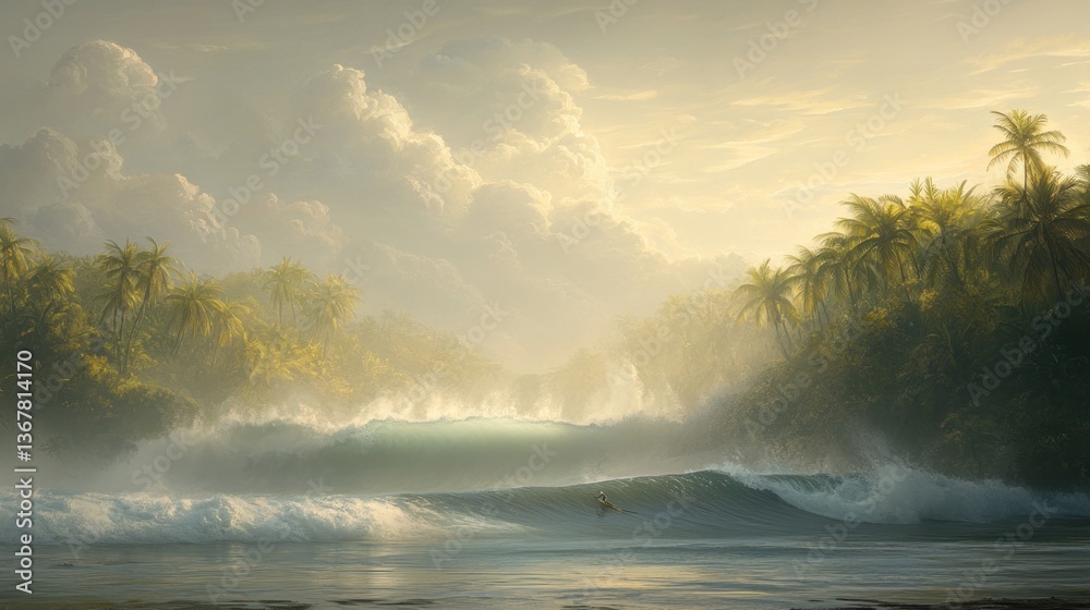 Fototapeta premium Surfer in tropical paradise